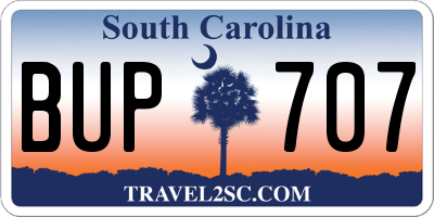 SC license plate BUP707