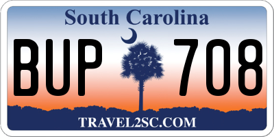 SC license plate BUP708