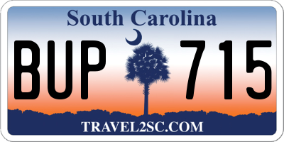 SC license plate BUP715
