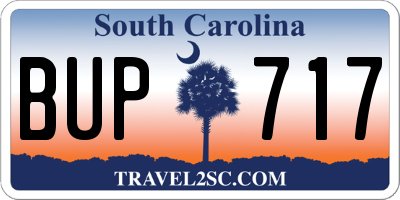SC license plate BUP717