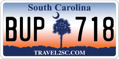 SC license plate BUP718