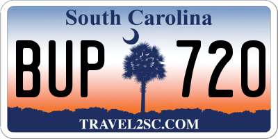 SC license plate BUP720