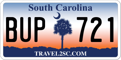 SC license plate BUP721