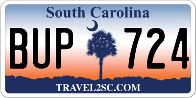 SC license plate BUP724