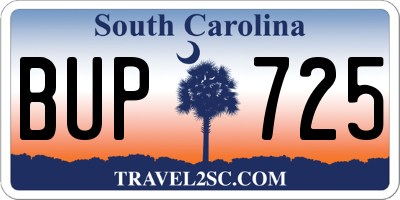 SC license plate BUP725