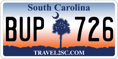 SC license plate BUP726