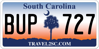 SC license plate BUP727