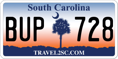 SC license plate BUP728