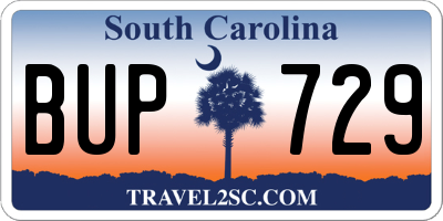 SC license plate BUP729