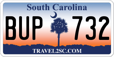 SC license plate BUP732