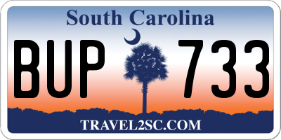 SC license plate BUP733