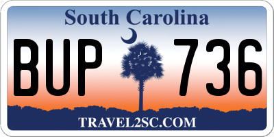 SC license plate BUP736