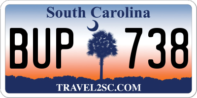 SC license plate BUP738