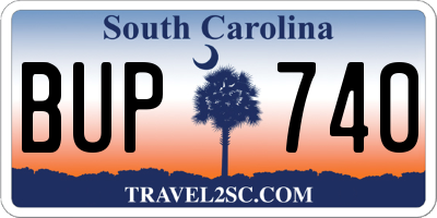 SC license plate BUP740