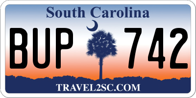 SC license plate BUP742