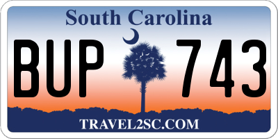 SC license plate BUP743
