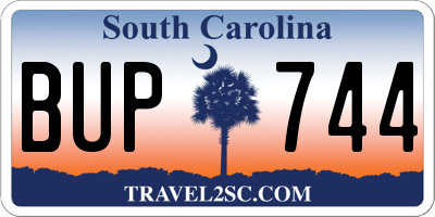 SC license plate BUP744