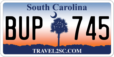 SC license plate BUP745