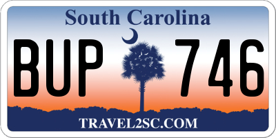 SC license plate BUP746