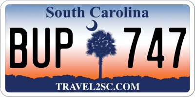 SC license plate BUP747