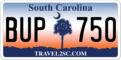 SC license plate BUP750