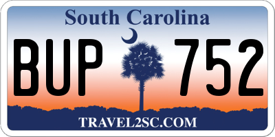SC license plate BUP752