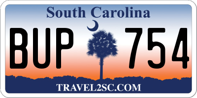 SC license plate BUP754