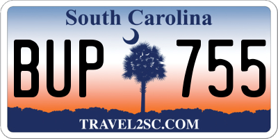 SC license plate BUP755
