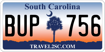 SC license plate BUP756