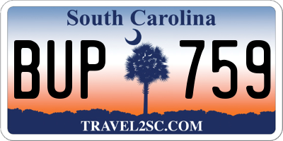 SC license plate BUP759