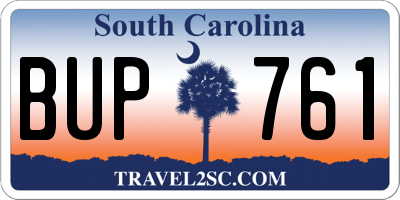 SC license plate BUP761
