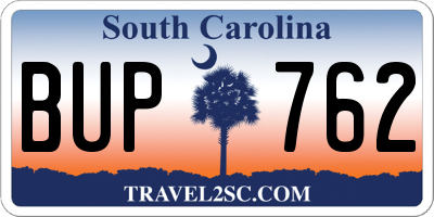 SC license plate BUP762