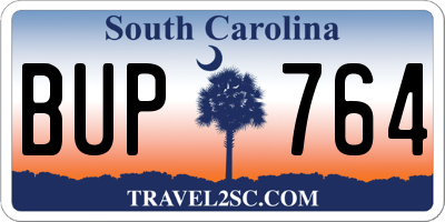 SC license plate BUP764