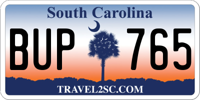 SC license plate BUP765