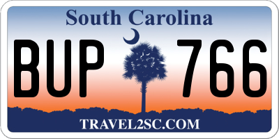 SC license plate BUP766