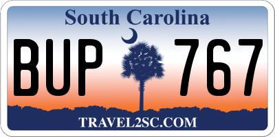 SC license plate BUP767
