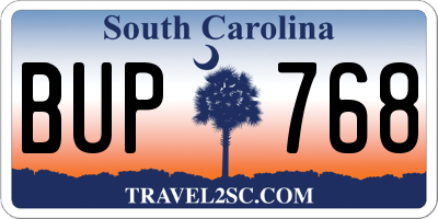 SC license plate BUP768