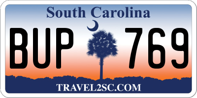SC license plate BUP769