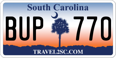 SC license plate BUP770