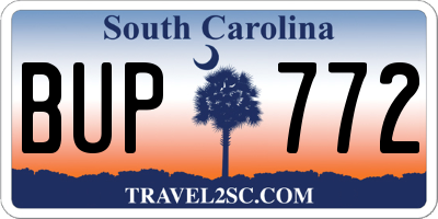 SC license plate BUP772