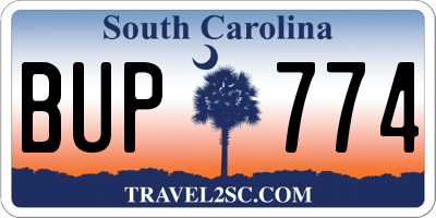 SC license plate BUP774