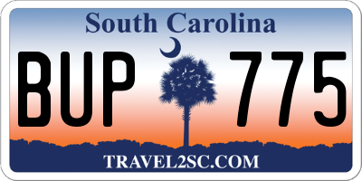SC license plate BUP775