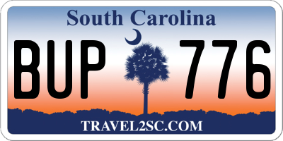 SC license plate BUP776