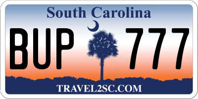 SC license plate BUP777