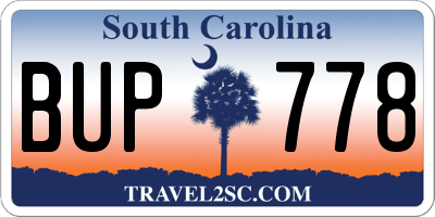 SC license plate BUP778