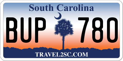 SC license plate BUP780
