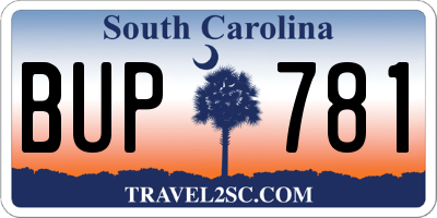 SC license plate BUP781
