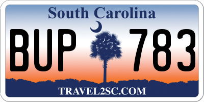 SC license plate BUP783