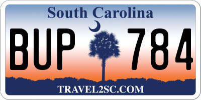 SC license plate BUP784