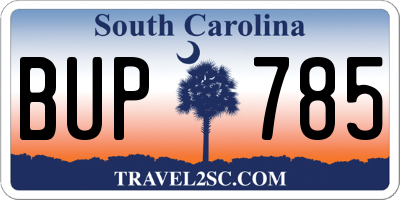 SC license plate BUP785